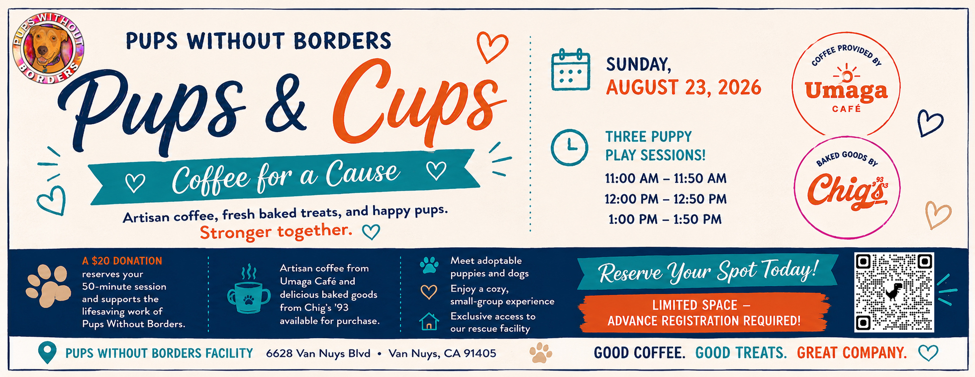 Pups & Cups: Coffee for a Cause August 23, 2026